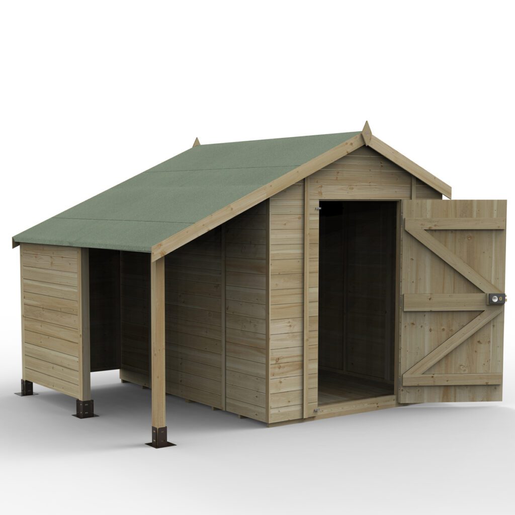 Timberdale 6×8 Apex Shed No Window With Log Store with Installation 5013053196021 2